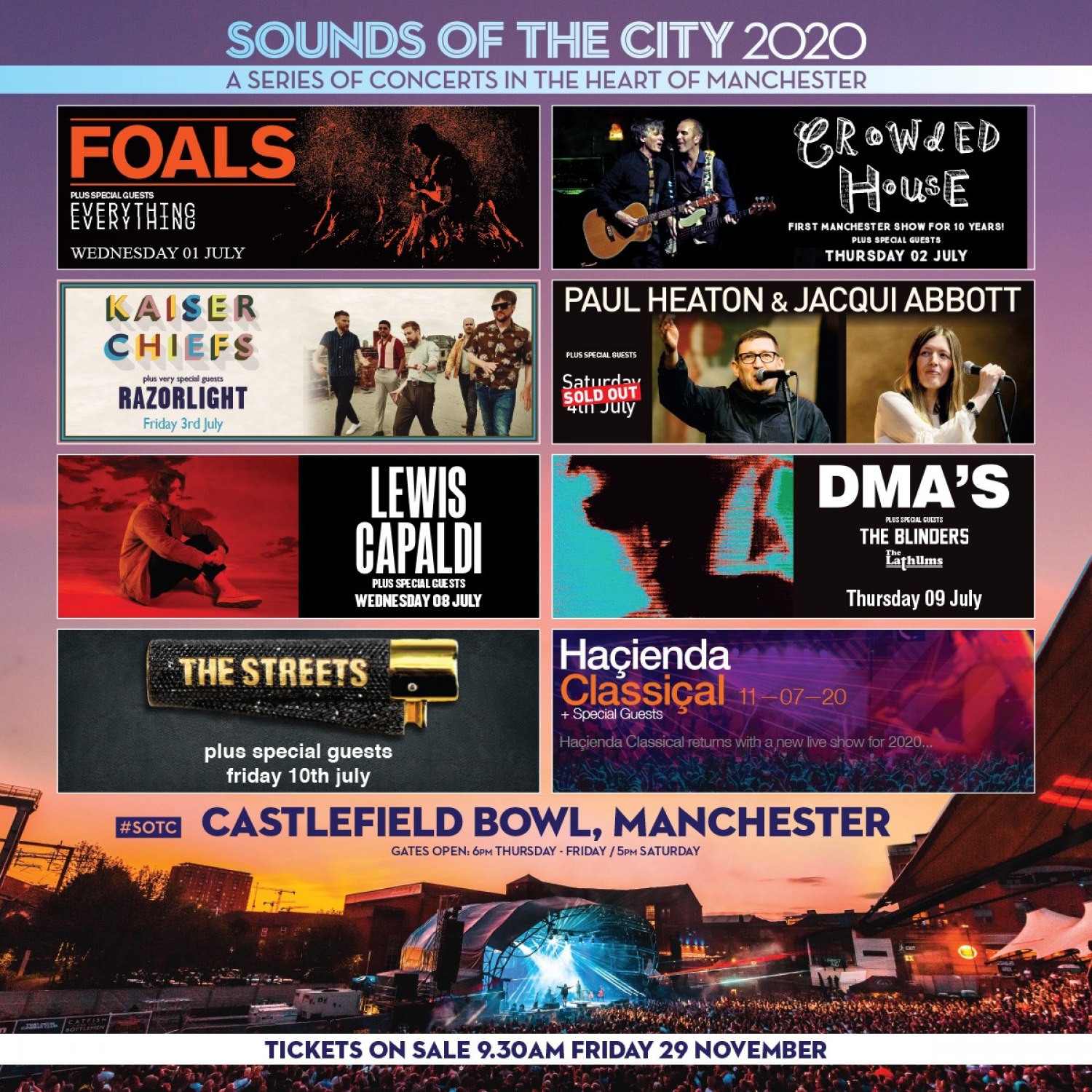 Sounds of the City has confirmed all of next year's headliners