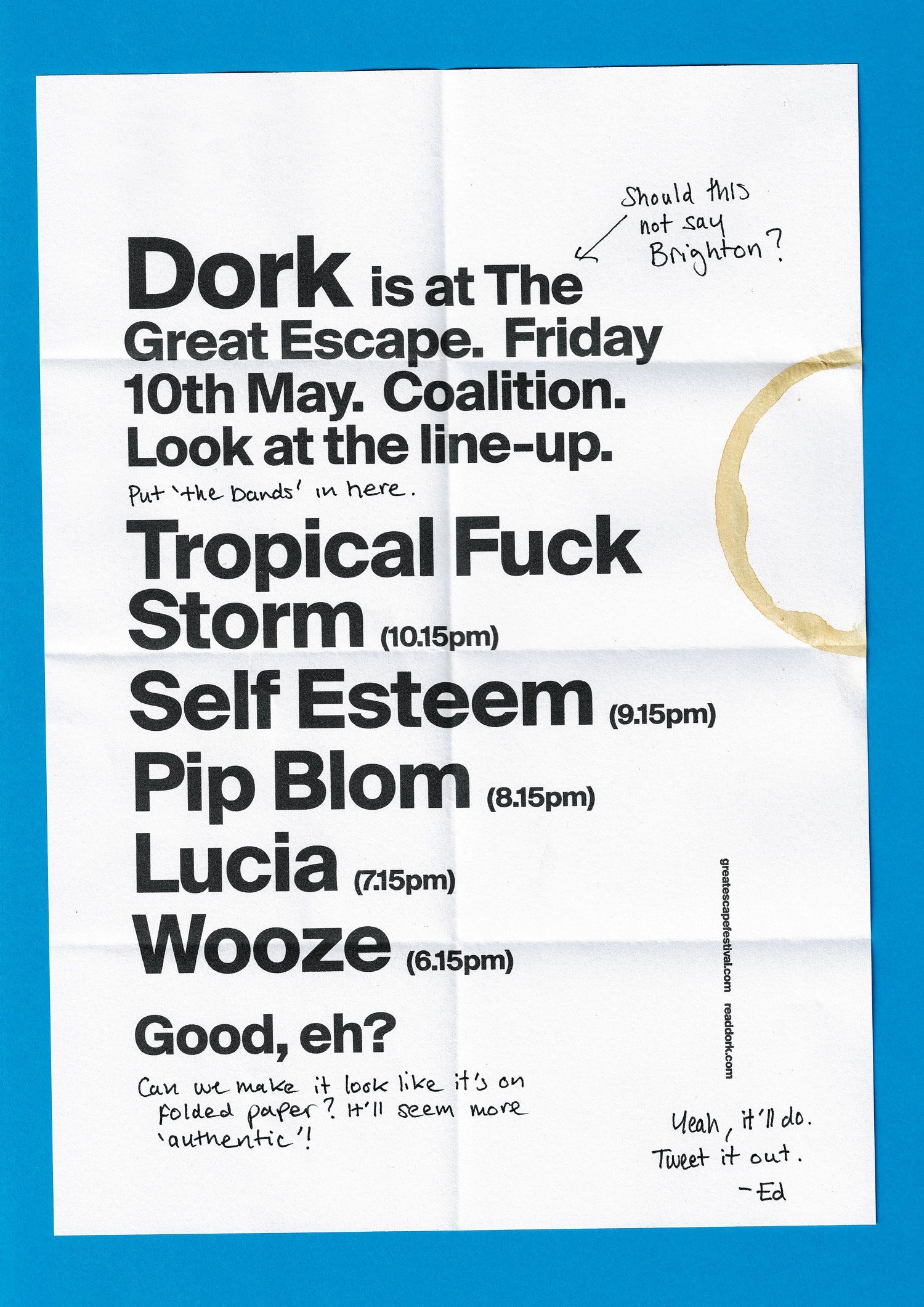 Tropical Fuck Storm and Self Esteem are topping Dork's stage at The Great Escape - here's the full line-up