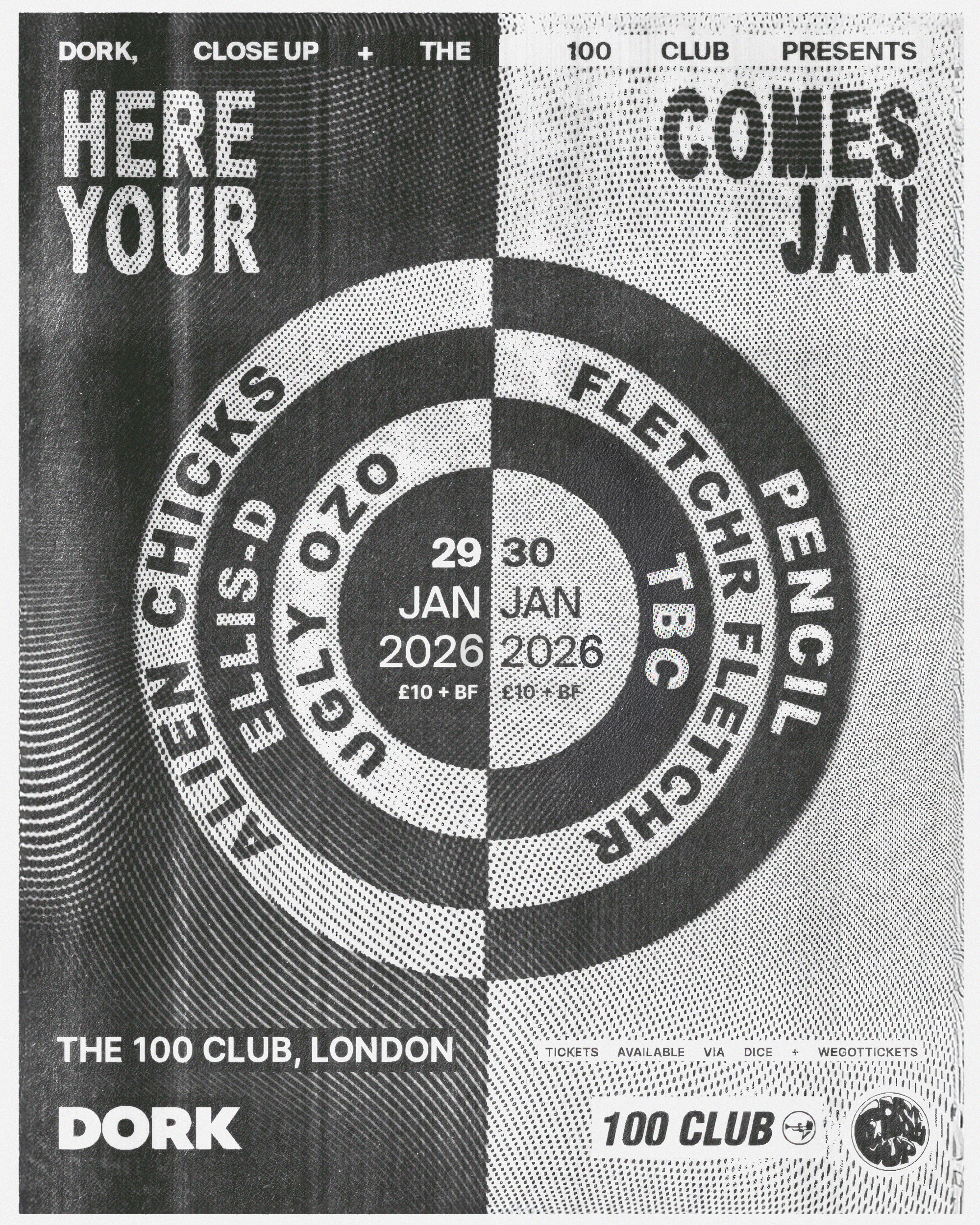 Dork presents Here Comes Your Jan with Alien Chicks, Ellis-D and Ugly Ozo, The 100 Club, London