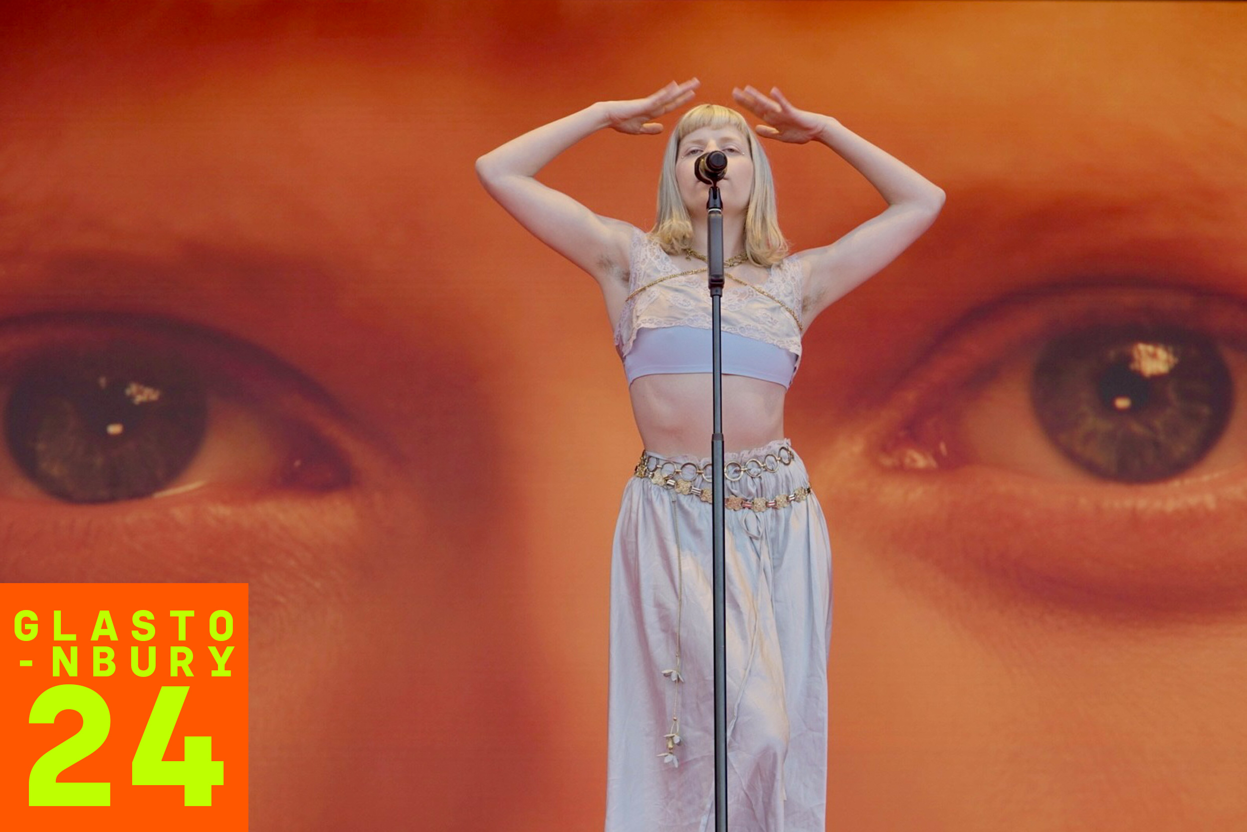 AURORA speaks up on the Park Stage at Glastonbury 2024
