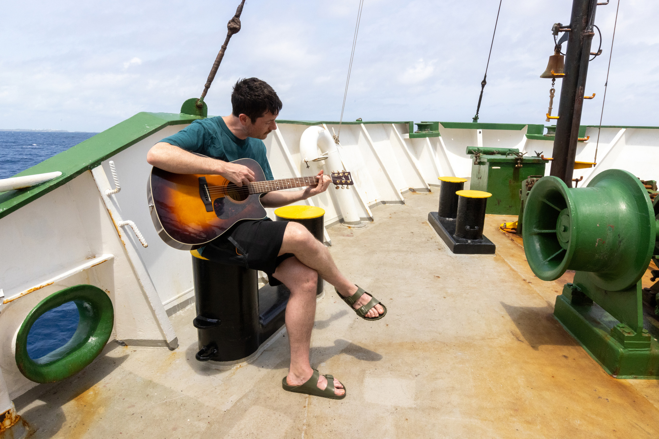 Bastille's Dan Smith has performed a new song onboard Greenpeace ship Arctic Sunrise, in the Bermuda Triangle