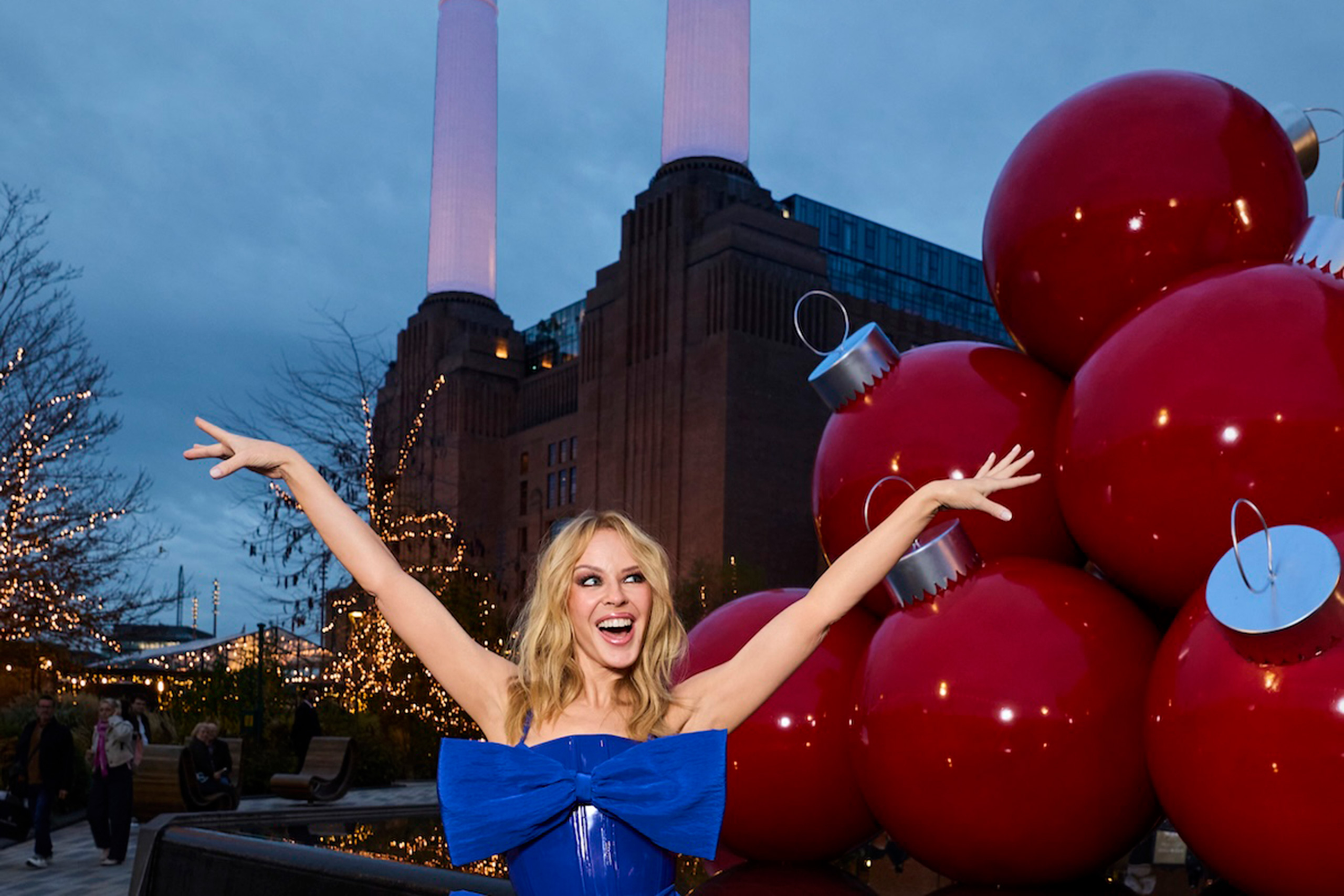Kylie Minogue has turned on the Christmas lights at Battersea Power Station